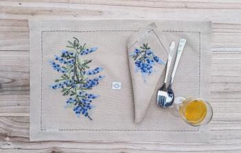 Placemats linen  Mimosa blue 
