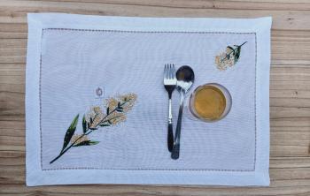 Placemats  linen  white  yellow 