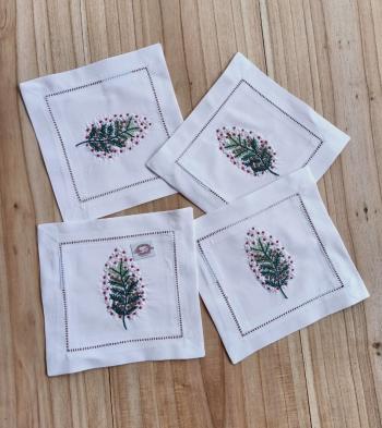 Cocktail Napkin  Pine Tree French Knot 