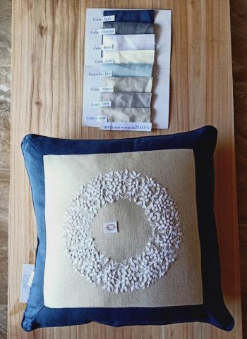 Cushion linen Natural & blue 